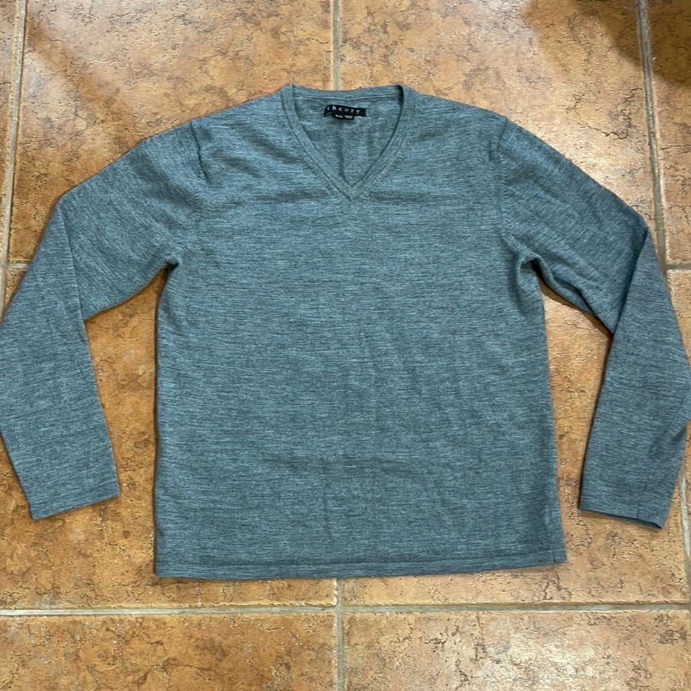 Theory Men's V-Neck Sweater in Slate Gray